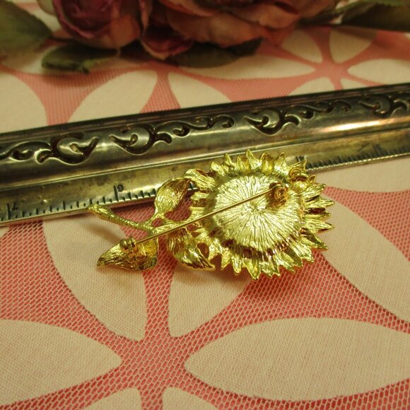 VINTAGE Flower Bee TREMBLER Brooch ~Flower Insect Rhinestone PearlJiggler Brooch - Picture 15 of 15